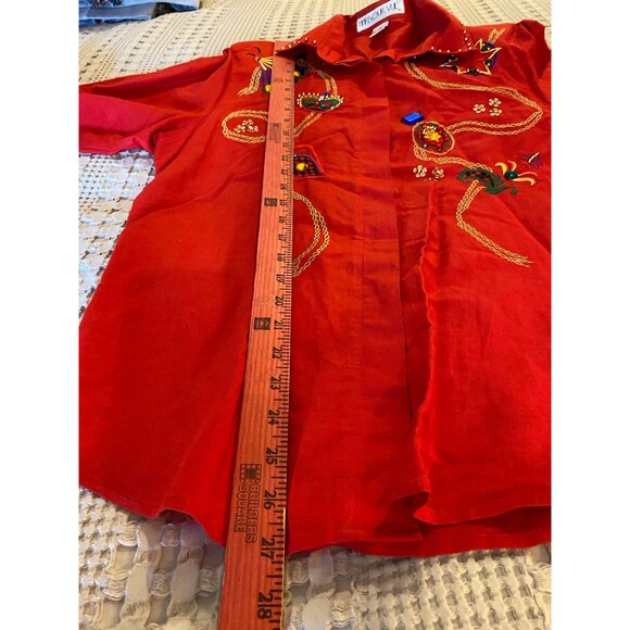 Vintage Harbour Vue Blouse 1980's Gemstone Jeweled Button Up Shirt Size 12 Top - Picture 11 of 12